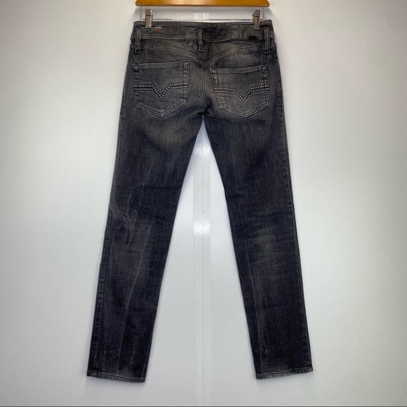 Diesel Matic Stretch Jeans Size 25 x 30 008YP Distressed Black Denim Slim Leg - Picture 2 of 10